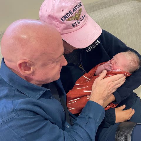 mark kelly / twitter Sen. Mark Kelly and Rep. Gabby Giffords welcome their first grandchild