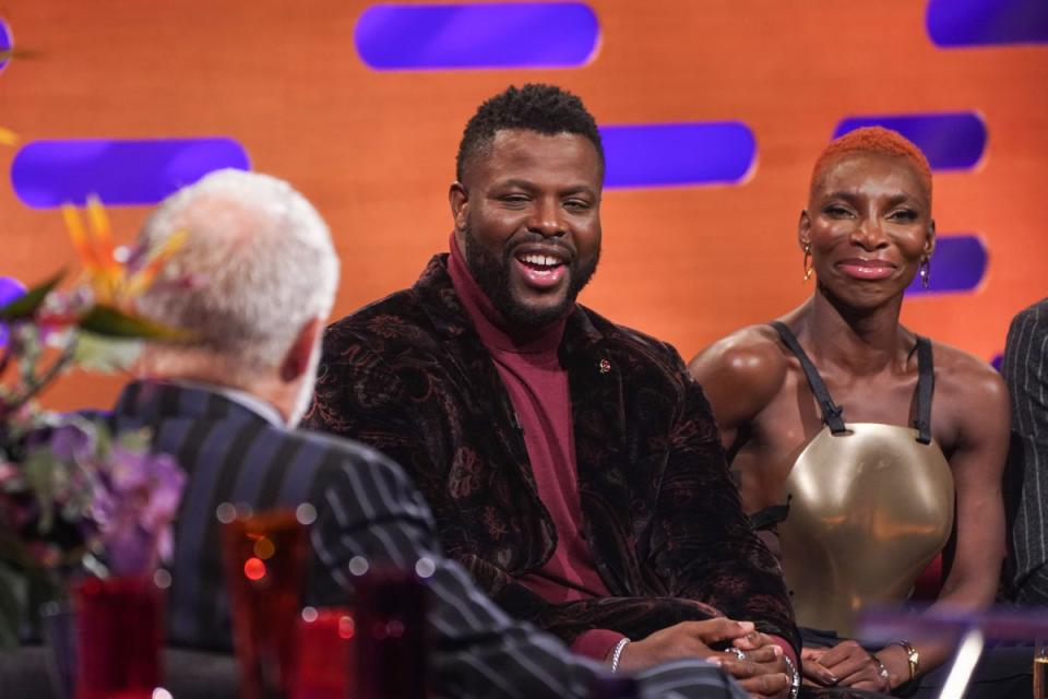 Coel has since gone on to worlwide fame and starred alongside Winston Duke (who she’s pictured with on The Graham Norton Show) in blockbuster Black Panther (PA Wire)