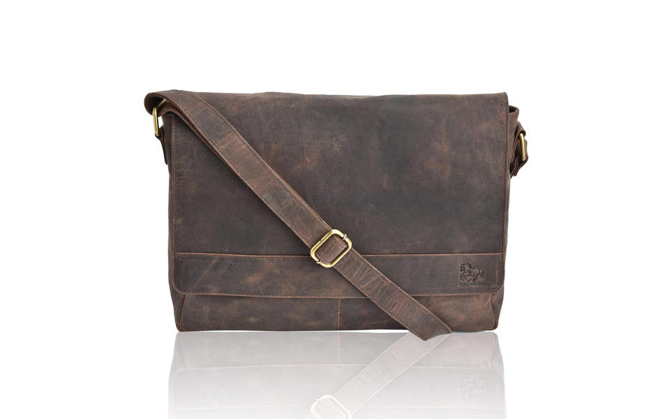 35. Leather Laptop Messenger Bag