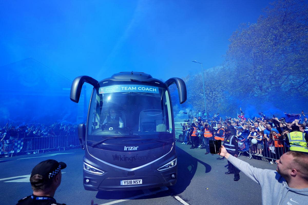 Fans welcomed the bus into Portman Road this morning <i>(Image: PA)</i>