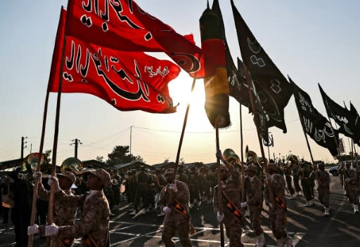 Members of Iran's Islamic Revolutionary Guard Corps joined the "sacred defence" military parade