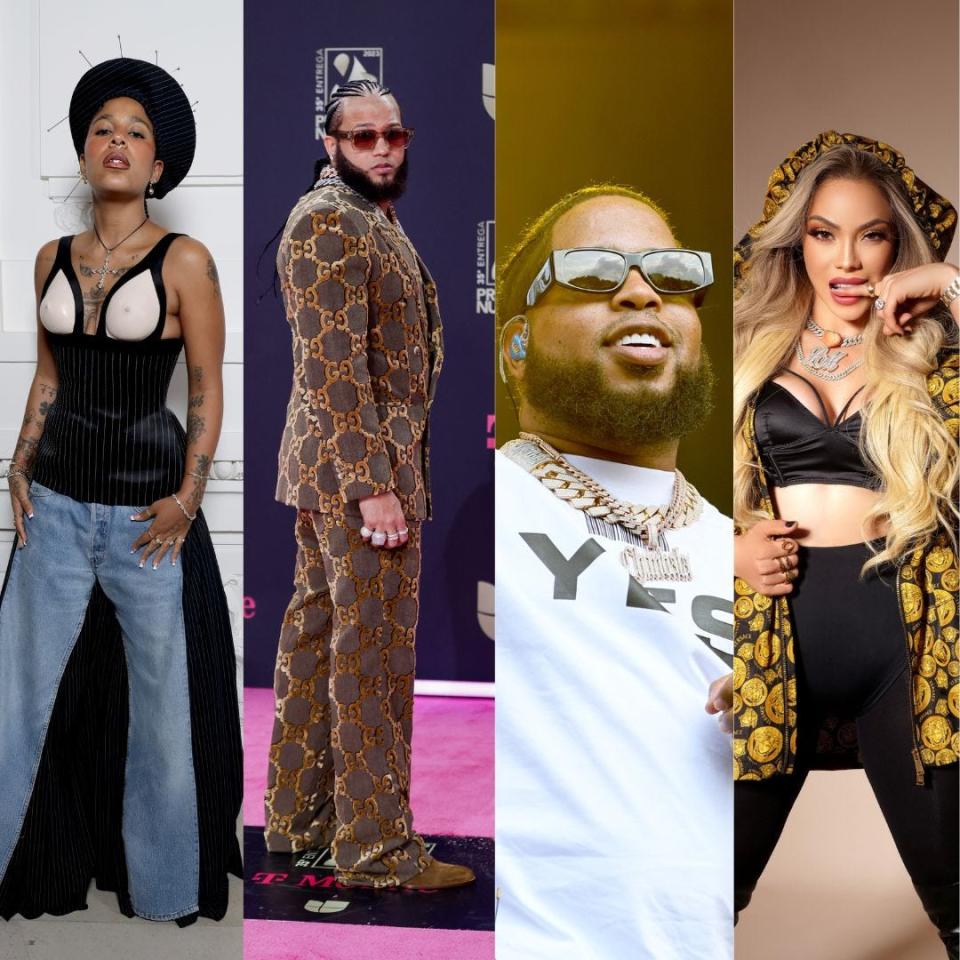 Dembow, an ultrafast dance genre from the Dominican Republic, is taking over Latin pop with its unique sound. Some of its biggest stars include Tokischa, from left, El Alfa, Chimbala and La Materialista.