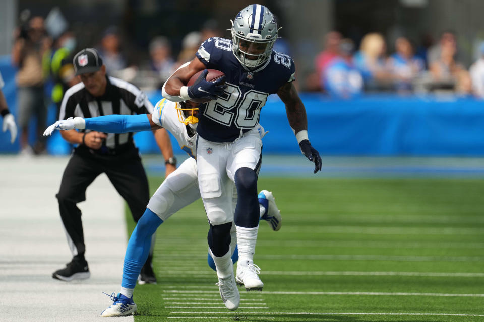 Dallas Cowboys running back Tony Pollard turned 13 carries into 109 rushing yards and a touchdown last week against the Los Angeles Chargers. (Kirby Lee/USA TODAY Sports)