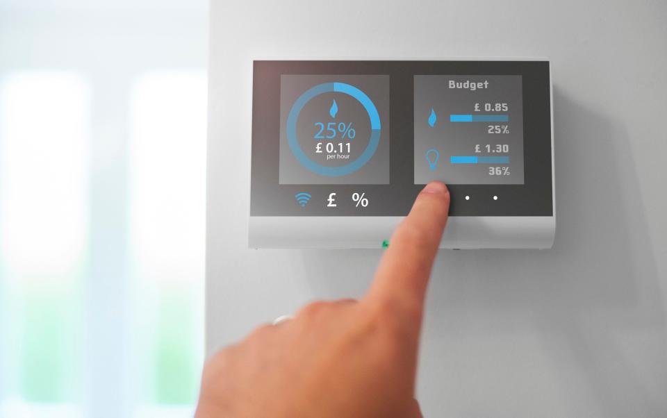 A smart meter on the wall of home