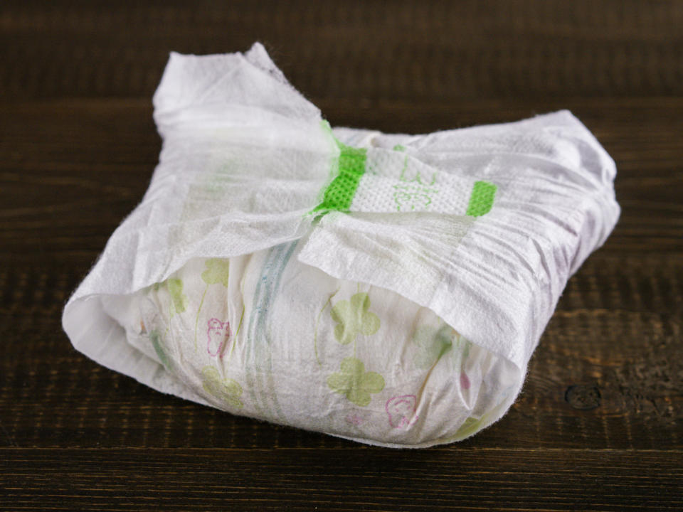 A rolled-up diaper