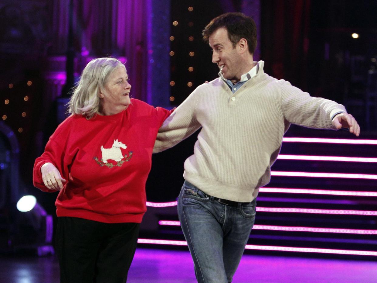 Ann Widdecombe and Anton du Beke go through their routine at Blackpool's Tower Ballroom for ahead of the Strictly Come Dancing show tomorrow.   (Photo by Peter Byrne/PA Images via Getty Images)