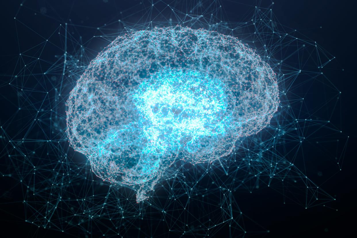 rendering of illuminated brain waves