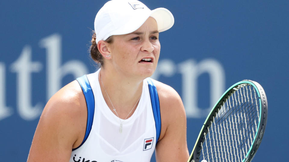 Pictured here, Ash Barty gets ready to return a serve at the Cincinnati Masters title. 