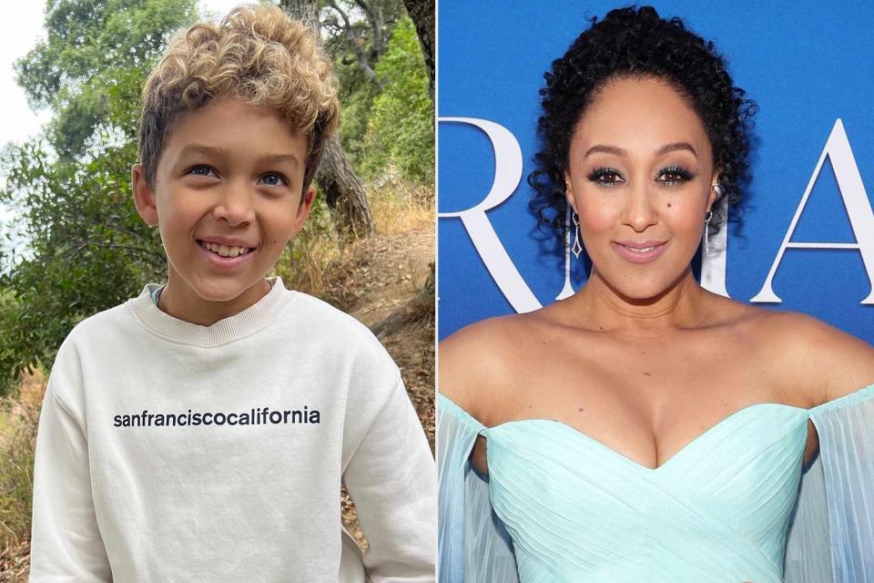 <p>Tamera Mowry/ Instagram; Jesse Grant/Getty</p> Aden Housley (L), Tamera Mowry Housley (R)