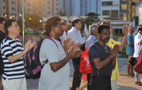 Supporters clap for RP speakers