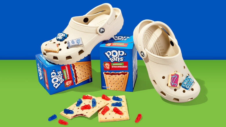 A pair of Crocs with Pop-Tarts charms