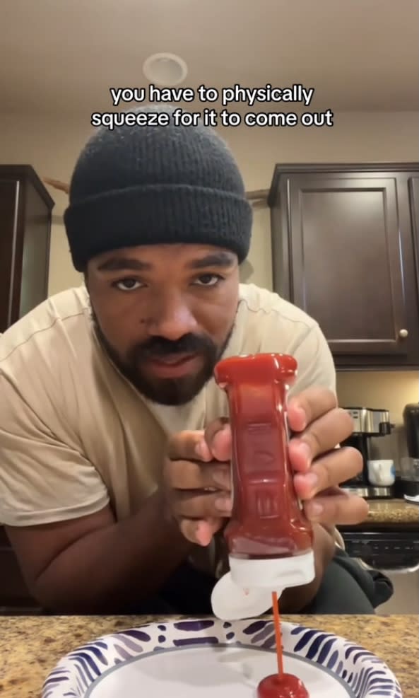 Jordan urged that it is easier to let ketchup flow by a one time squeeze of the bottle’s side. tiktok.com/@jordan_the_stallion8