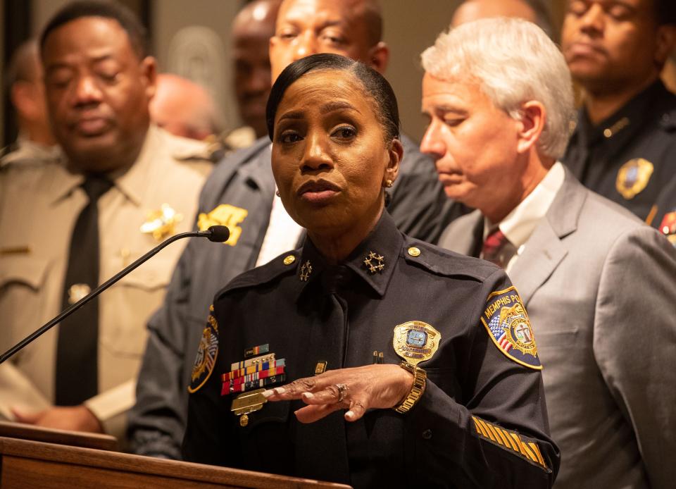 Memphis Police Chief Cerelyn "CJ" Davis speaks during a news conference in September.