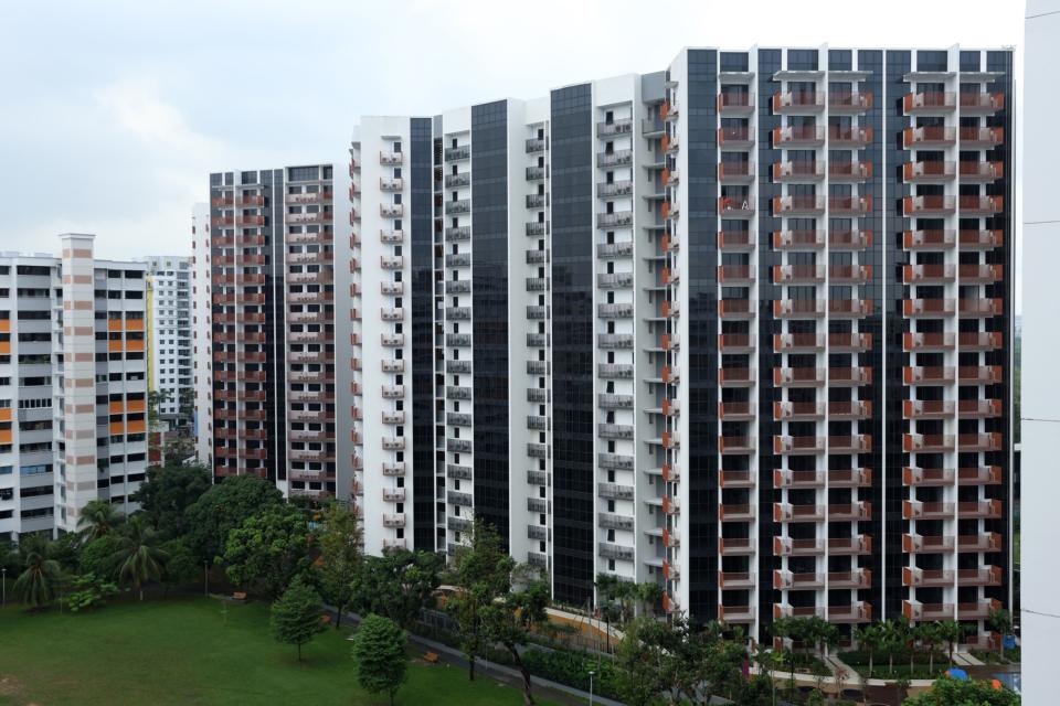 The Riverfront Residences residential project in Singapore, on Sunday, June 4, 2023. The government reiterated it expects 40,000 home completions this year - the highest in the last five years - and about 100,000 by 2025. (Lionel Ng/Bloomberg)