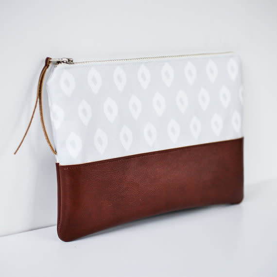 Ikat Pouch in Grey and Brown, $28