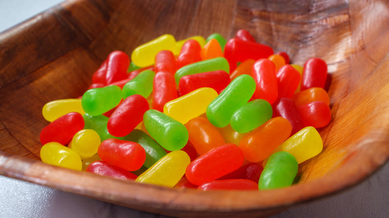 colorful gummy candies in a bowl