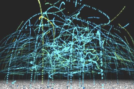 An undated computer generated photo of a model showing message clusters and how they travel through social media networks provided by the Massachusetts Institute of Technology (MIT) in Boston, Massachusetts October 1, 2014. REUTERS/Philip DeCamp and Deb Roy/MIT Media Lab/Handout via Reuters