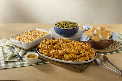 Enjoy Cracker Barrel's new Golden Carolina BBQ Tenders Catering Bundle to-go for small or large gatherings.