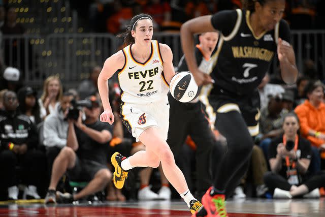 <p>Craig Hudson for The Washington Post via Getty </p> Caitlin Clark playing for the Indiana Fever in June 2024