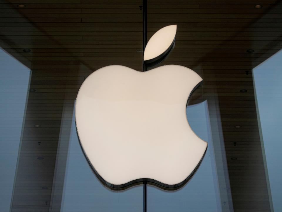 The Apple logo is seen at an Apple Store in Brooklyn, New York, on 23 October 2020 ((Reuters))