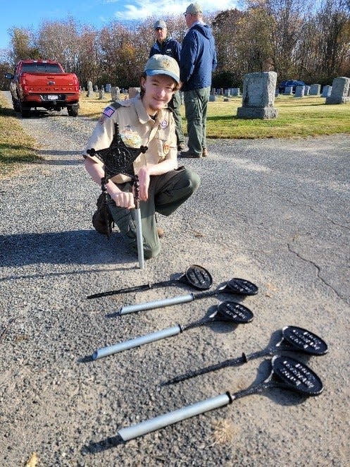 Benjamin Bouffard, 18, a member of Swansea Boy Scout Troop 303, recently completed his Eagle Scout project, placing markers on the graves of Civil War veterans in town.