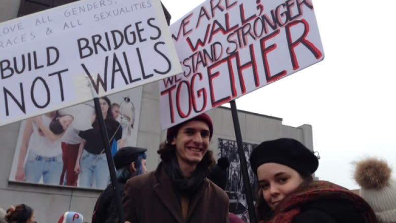 Chanting anti-Trump slogans, thousands turn out for Montreal women's rights rally