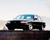 <p>Our story leaps ahead nearly decade. The Caprice is Chevrolet's full-sized sedan <em>du juor</em>, and Chevrolet is eager to revive its performance nameplates on the B platform. Rather than simply introducing a hotted-up Caprice, GM decided to bring back the Impala. </p> <p>A Caprice in everything but name, the 1994-1996 Impala SS was effectively a halo sedan for General Motors. It boasted legitimate performance credentials thanks to a standard Corvette-sourced 5.7L (350 ci) V8 and a limited-slip differential. It also sat lower than the Caprice and was fitted with a beefed-up suspension. A Callaway-tuned SS was offered with more than 400 horsepower. Sadly, the factory SS's detuned 5.7L made only 260. </p> <p>This is one of the shortest-running generations of the Impala, and it was also capped off with yet another moment of bitter finality: In December, 1996, GM axed the entire B-Body lineup, ending its legacy of full-size, rear-wheel-drive sedans under mainstream nameplates. </p> <p>Stop us if you've heard this one, but GM axed the Impala, Caprice, and Roadmaster to make room for — wait for it — higher-margin SUVs. </p>