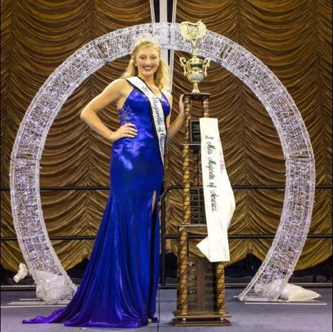 Ella McDaniel, the University of Iowa Hawkeye Marching Band's Golden Girl, recently won Teenage Miss Majorette of America.