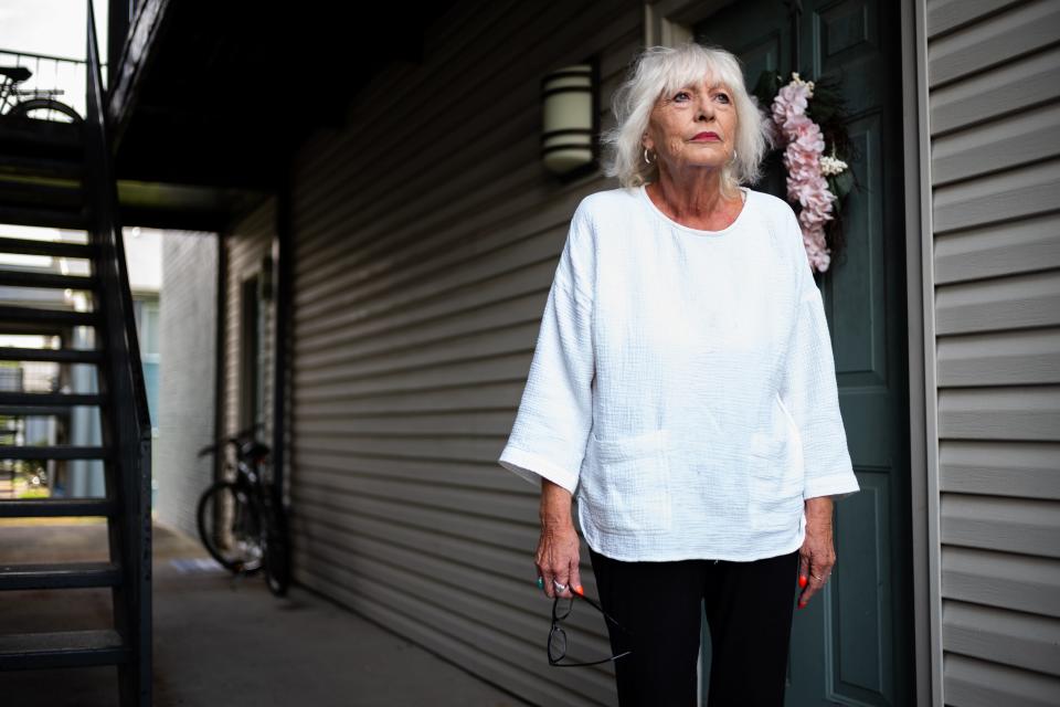 Donna Ladd outside of her apartment in Franklin, Tenn., Wednesday, Aug. 2, 2023. Ladd’s apartment is near the residence of child rape suspect Camilo Hurtado Campos.
