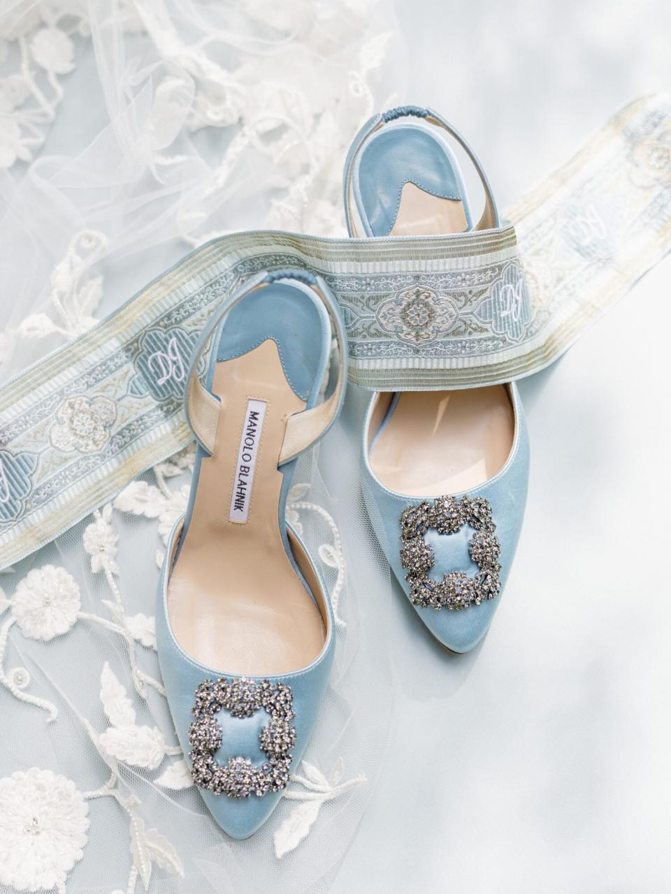 blue wedding bridal pumps