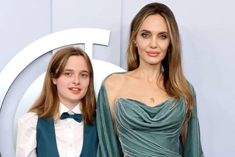 <p>Dimitrios Kambouris/Getty</p> Angelina Jolie (R) and daughter Vivienne at the Tony Awards in New York City on June 16, 2024