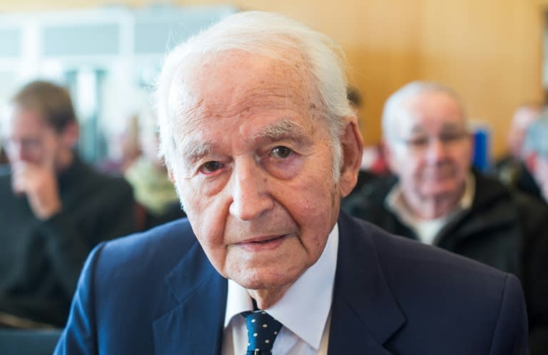 Auschwitz-survivor Leon Schwarzbaum (pictured) made an emotional plea for former Nazi guard Reinhold Hanning to explain the atrocities at the death camp, during a trial in the German town of Detmold, on April 29, 2016