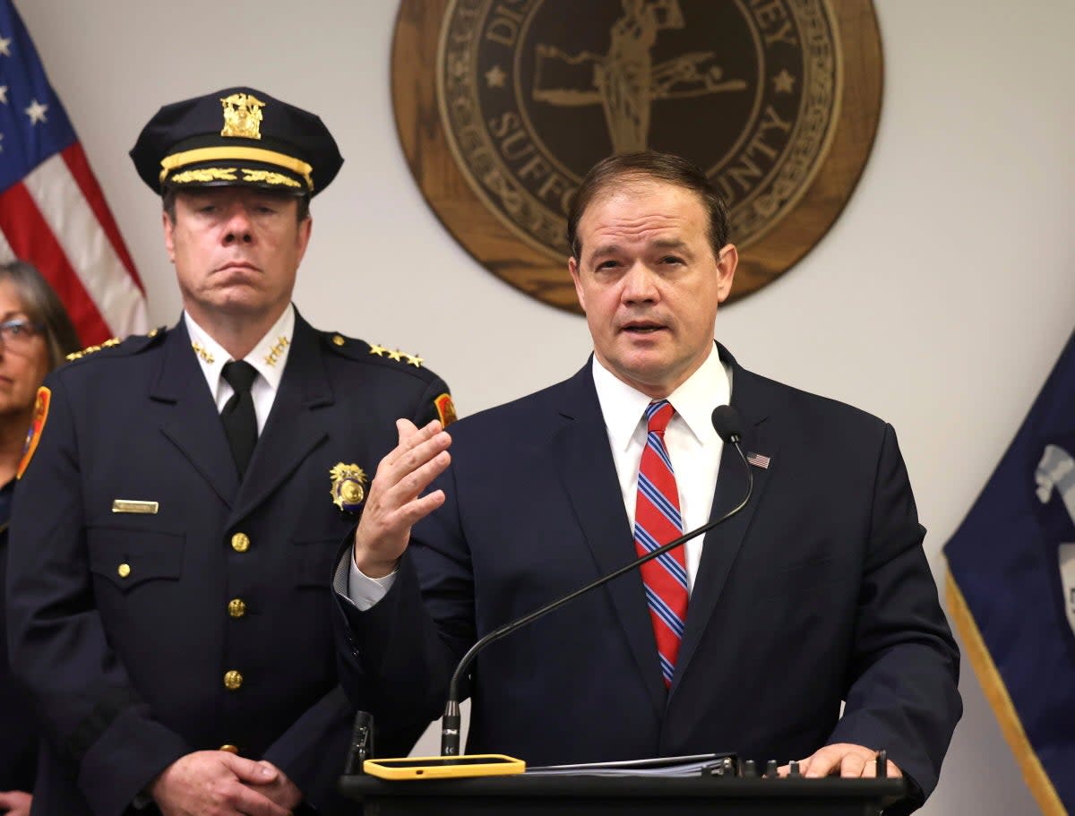 Suffolk County District Attorney Ray Tierney speaking about the arraignment of Jeffrey Mackey and Alexis Nieves (jtc)