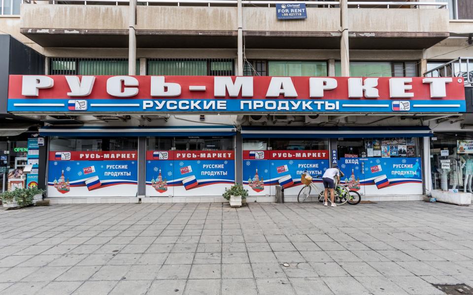 A Russian supermarket in Limassol in southern Cyprus