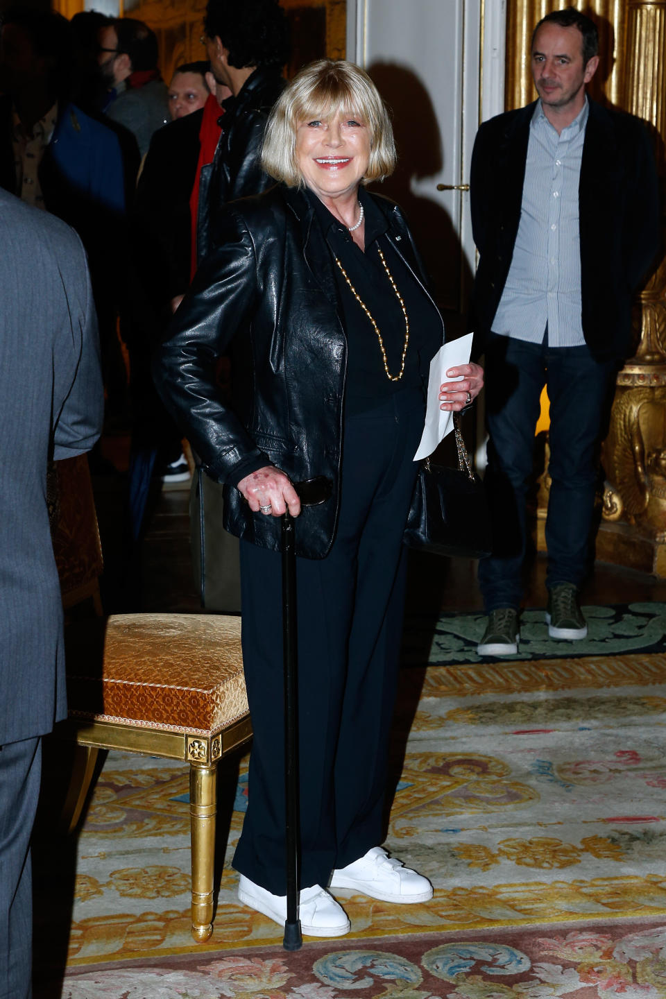 Marianne Faithfull attends Marie-Agnes Gillot is decorated "Chevalier de lordre national de la Legion d'Honneur" at Ministere de la Culture In Paris on March 15, 2017 in Paris, France.  (Photo by Bertrand Rindoff Petroff/Getty Images)