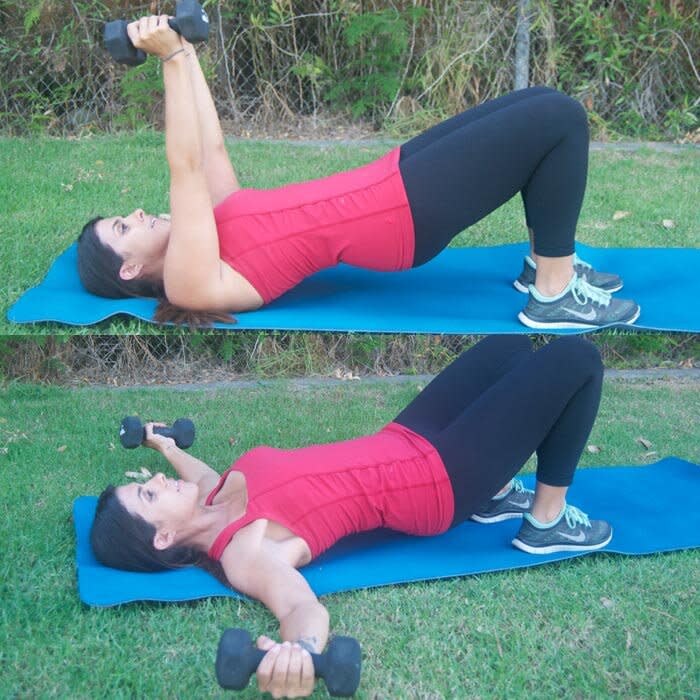 Glute Bridge with Dumbbell Fly