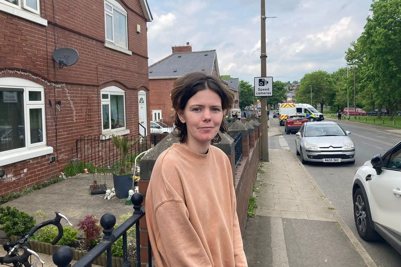 Chelsey Woolard of Grimethorpe at the scene of the police incident involving the Army and fire crews -Credit:Yorkshire Live