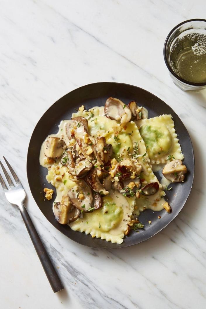 <p>Yes, you would be making these raviolis from scratch — but it's worth it for this rich, creamy mushroom filling. </p><p><a class="link " href="https://www.amazon.com/Imperia-Ravioli-Italian-Tortelli-Raviolini/dp/B003ETMCWS?tag=syn-yahoo-20&ascsubtag=%5Bartid%7C10067.g.42706470%5Bsrc%7Cyahoo-us" rel="nofollow noopener" target="_blank" data-ylk="slk:Shop Now;elm:context_link;itc:0">Shop Now</a></p><p>Get the <strong><a href="https://www.goodhousekeeping.com/food-recipes/a47966/lemon-ricotta-ravioli-with-creamy-herbed-mushrooms-recipe/" rel="nofollow noopener" target="_blank" data-ylk="slk:Lemon-Ricotta Ravioli with Creamy Herbed Mushrooms recipe;elm:context_link;itc:0" class="link ">Lemon-Ricotta Ravioli with Creamy Herbed Mushrooms recipe</a></strong>. </p>