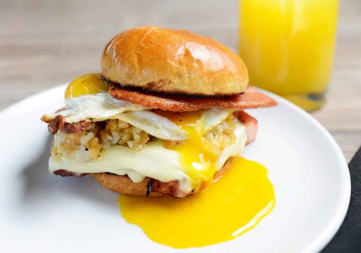 Stacked breakfast sandwiches are on the new weekend breakfast/brunch menu at Lewis Prime Grill in Loxahatchee.