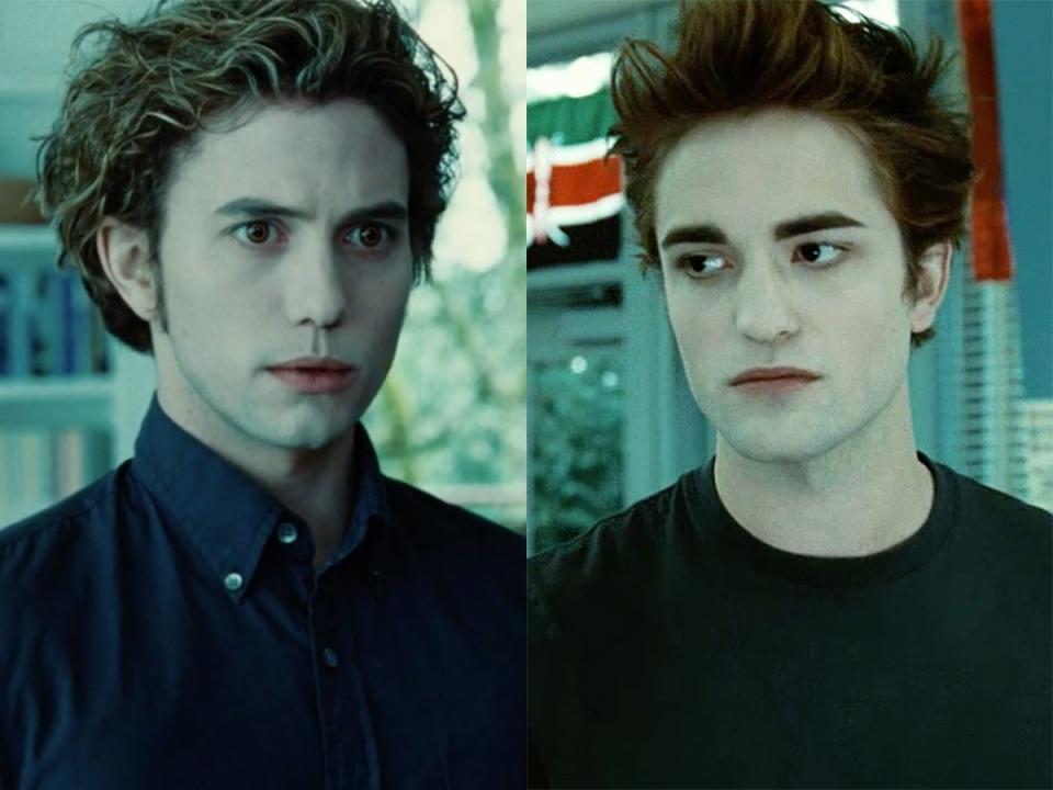 Left: Jackson Rathbone as Jasper Hale in "Twilight." Right: Robert Pattinson as Edward Cullen in "Twilight."