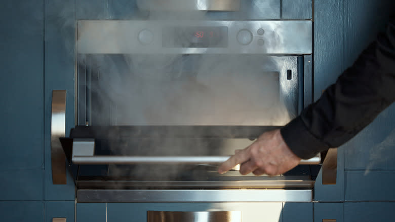 Oven with burnt food