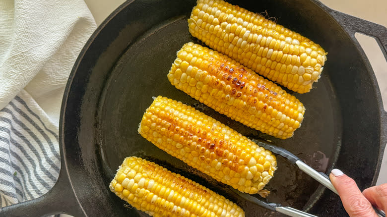 corn in pan