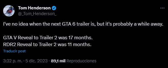 Ahora los fans se preguntan ¿cuándo saldrá el segundo trailer de GTA VI?