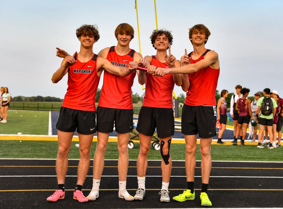 Wapahani's 4x400m relay team finished in first place in the Delta boys track and field sectional meet on Thursday, May 18, 2023.