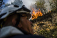 <p>A forest fire in the Luberon has ravaged more than 800 hectares between Pertuis and Mirabeau in the Vaucluse, July 24, 2017. (Lilian Auffret/SIPA/REX/Shutterstock) </p>