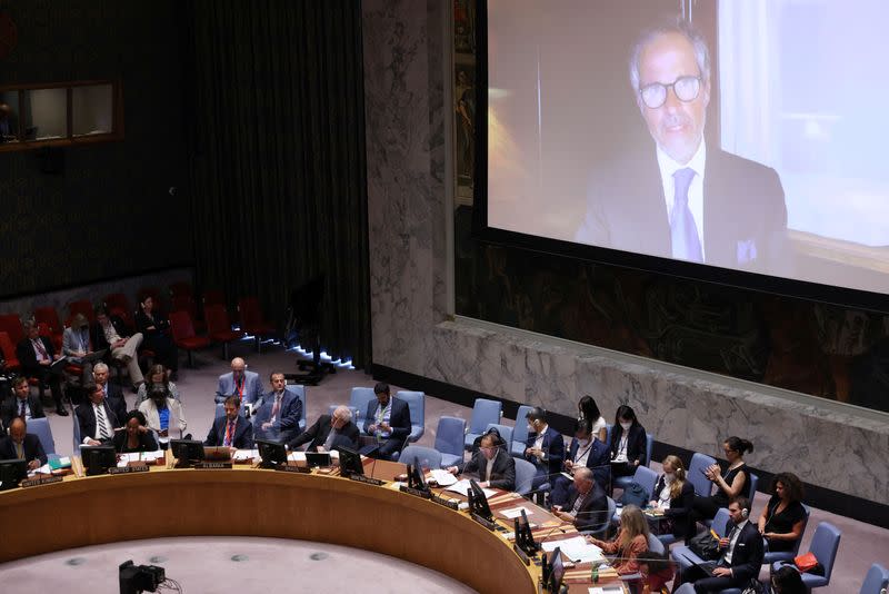 United Nations Security Council meeting regarding Russia's invasion of Ukraine at the United Nations Headquarters in New York City