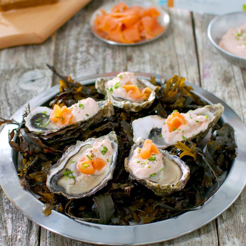 <div class="inline-image__caption"> <p>Oysters and smoked salmon from Burren Smokehouse.</p> </div> <div class="inline-image__credit"> Burren Smokehouse </div>