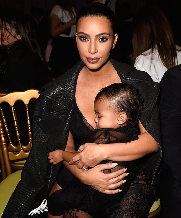 Kim and North at New York Fashion Week.