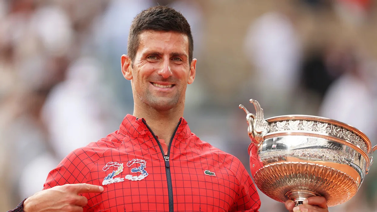 Seen here, 2023 French Open champion Novak Djokovic.