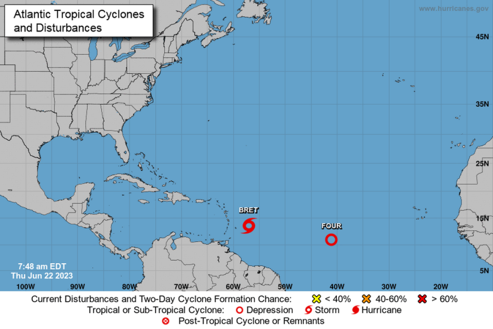 la cuarta depresión tropical se formó en el Atlántico central y se espera que se convierta en la tormenta Cindy.